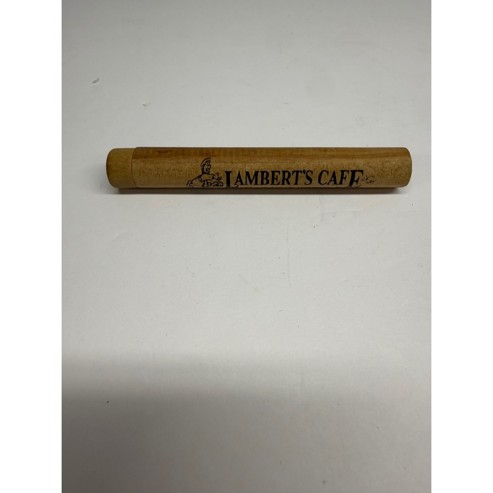 Lamberts Cafe Wooden Toothpick Holder Home of Throwed Rolls Souvenir Travel Case
